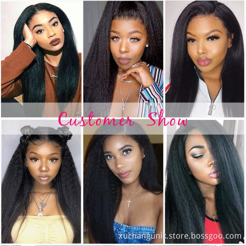 Uniky 150% 180% Density Kinky Straight Human Hair Wigs Lace Front Wigs Kinky Straight 13x6 Lace Frontal Human Hair Wigs